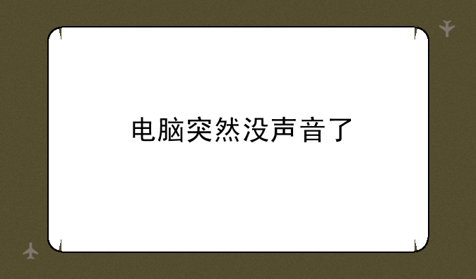 电脑突然没声音了