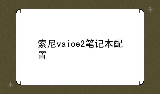 索尼vaioe2笔记本配置