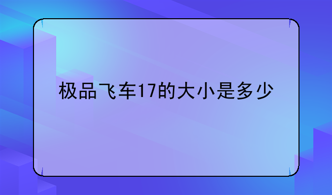 极品飞车17的大小是多少