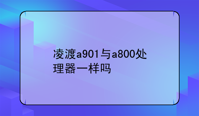 凌渡a901与a800处理器一样吗