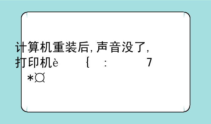 计算机重装后,声音没了,打印机连接不上求助!