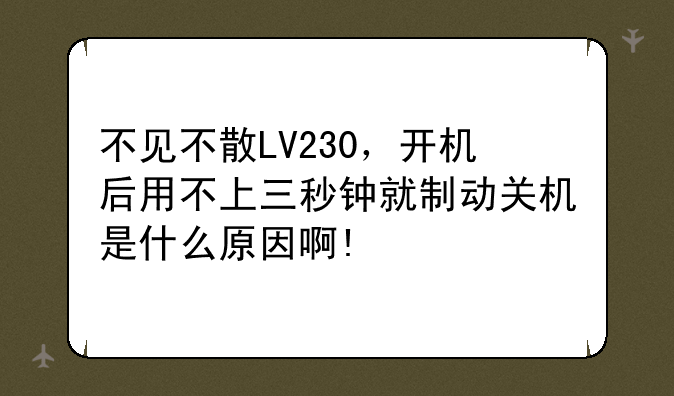 不见不散LV230，开机后用不上三秒钟就制动关机是什么原因啊!