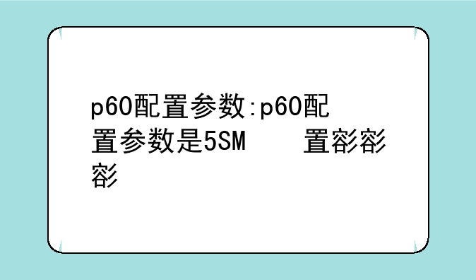 p60配置参数:p60配置参数是5g吗