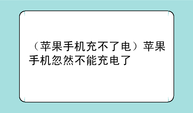 （苹果手机充不了电）苹果手机忽然不能充电了