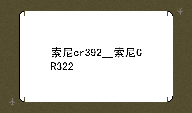 索尼cr392__索尼CR322