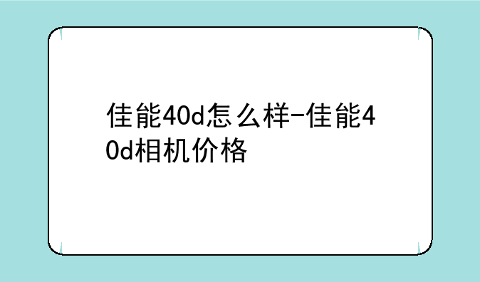 佳能40d怎么样-佳能40d相机价格
