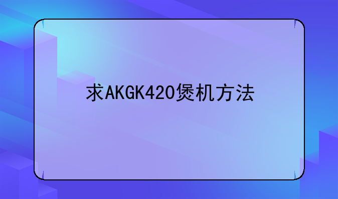 求AKGK420煲机方法