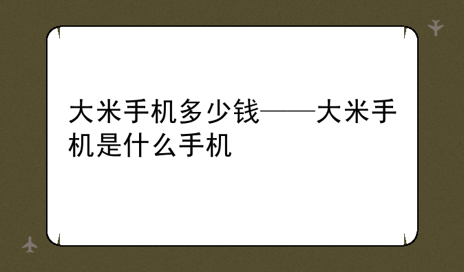 大米手机多少钱——大米手机是什么手机
