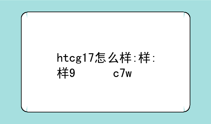 htcg17怎么样:htcg17报价